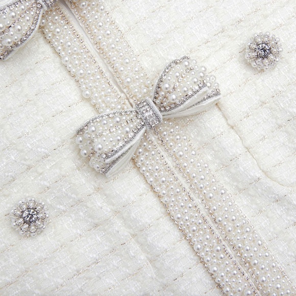 self-portrait Cream Boucle Midi Dress Size: US0 - MSRP $603 - NWT - Picture 5 of 5